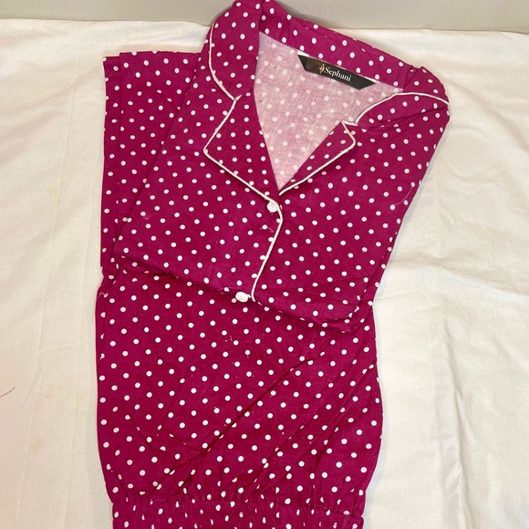 Women Polka Print Maroon Shirt & Pyjama set - Picture 2 of 6